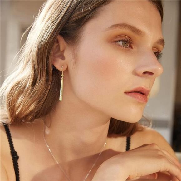 Dangle Earring-Opal Drop Earrings Silver Plated or Gold Plated Dangle - Picture 2 of 7